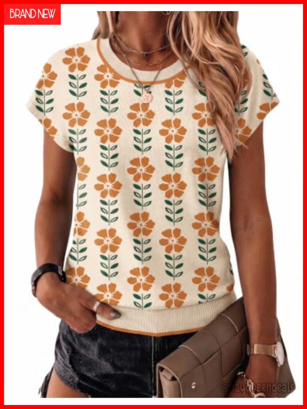 Women's Cap Sleeve Crewneck Pullover Sweater Lightweight Breathable